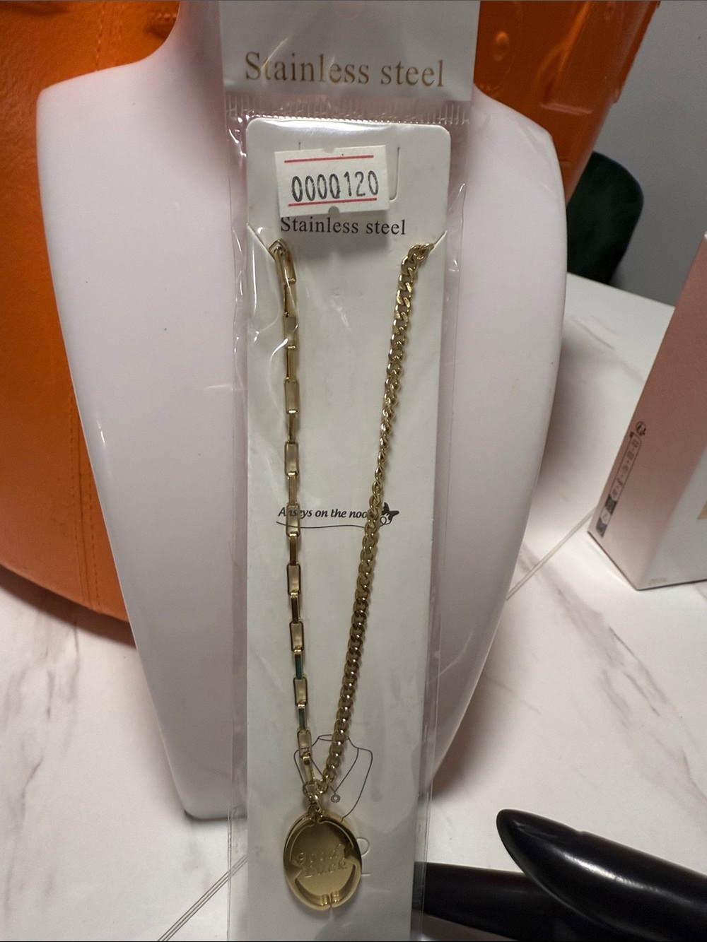 Stainless Steel Gold Pendant Necklace - Gold